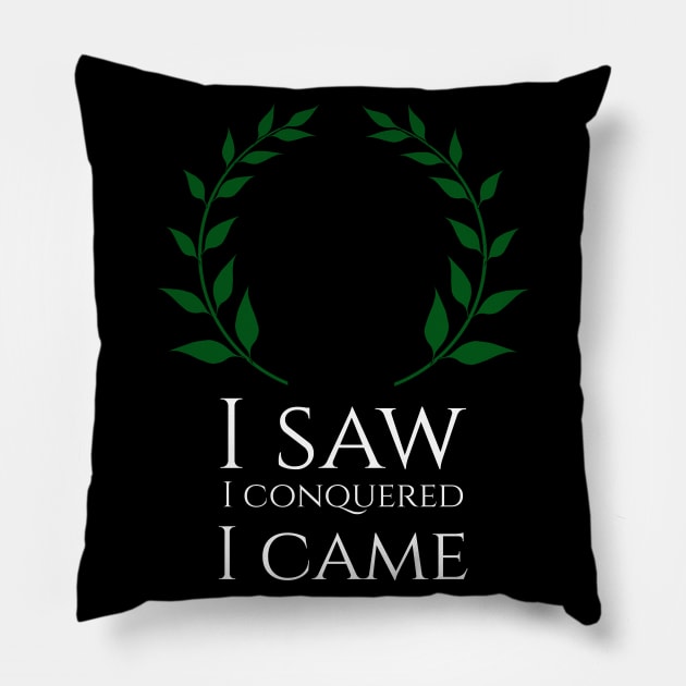 Funny I Saw I Conquered I Came Julius Caesar Quote SPQR Pillow by Styr Designs