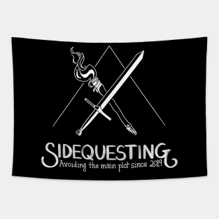 Sidequesting Logo, front and back - White Tapestry