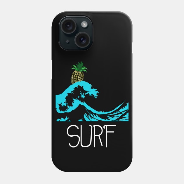 Pineapple at sea wave surf Phone Case by HCreatives