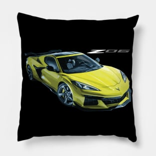 C8 Accelerate Yellow Z06 c8r Pillow