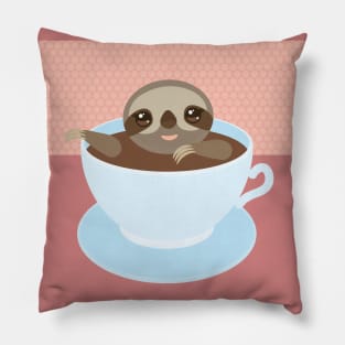 sloffee, coffee cup, sloth Pillow