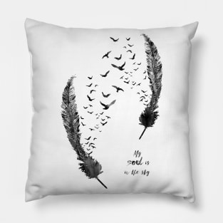 Birds feather, feather, bird wall art, birds with feather, watercolor birds, watercolor feather, birds feather quote, motivational quotes Pillow