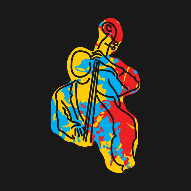 Pop Art Style Acoustic Bass Musician by jazzworldquest