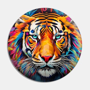 Tiger Animal Portrait Colorful Painting Pin