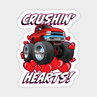 Crushin' Hearts Monster Truck Funny Valentines Day Magnet