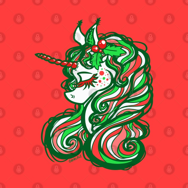 Holly Jolly Unicorn by Jan Grackle