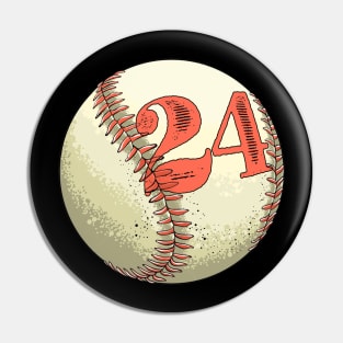 Vintage Baseball Number 24 Shirt Cool Softball Mom Pin