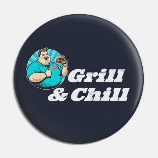 Grill & Chill funny vintage burger Pin