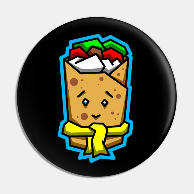 Cute Frozen Burrito in a Yellow Scarf - Mexican Food Lover Gift - Burrito Pin by Bleeding Red Paint