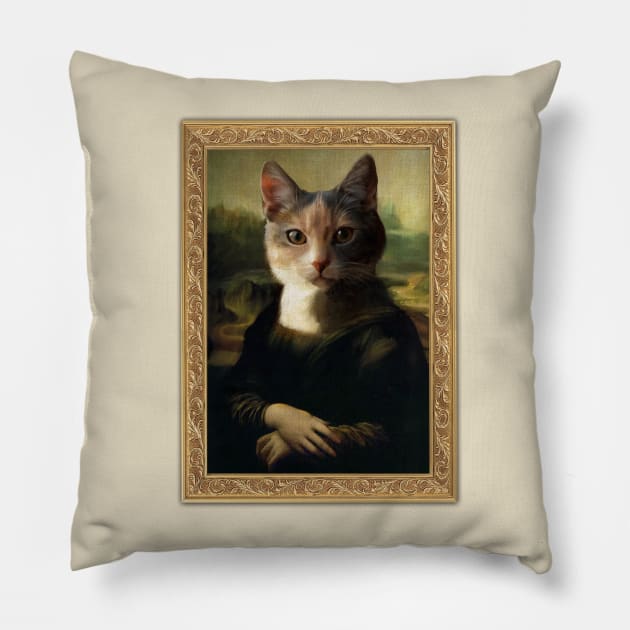 Monalisa Cat Louvre Pillow by creativeballoon