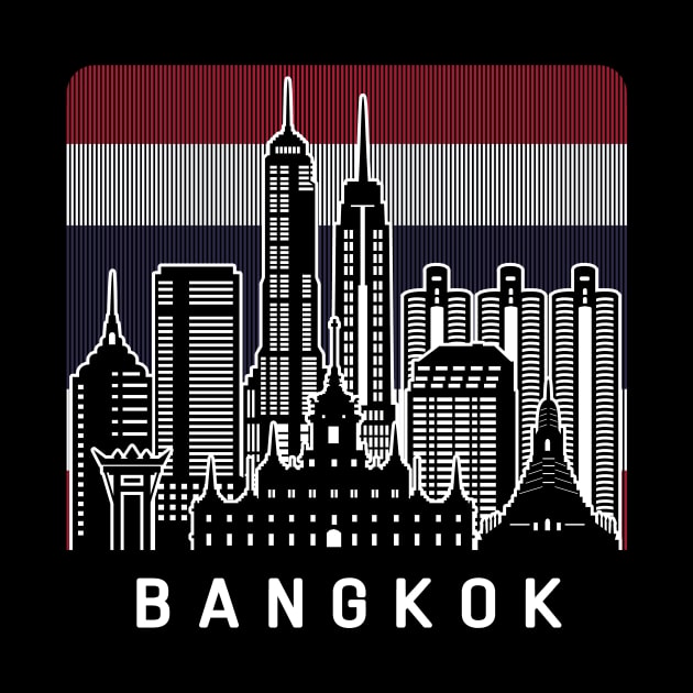 Bangkok Thailand Skyline Flag by travel2xplanet