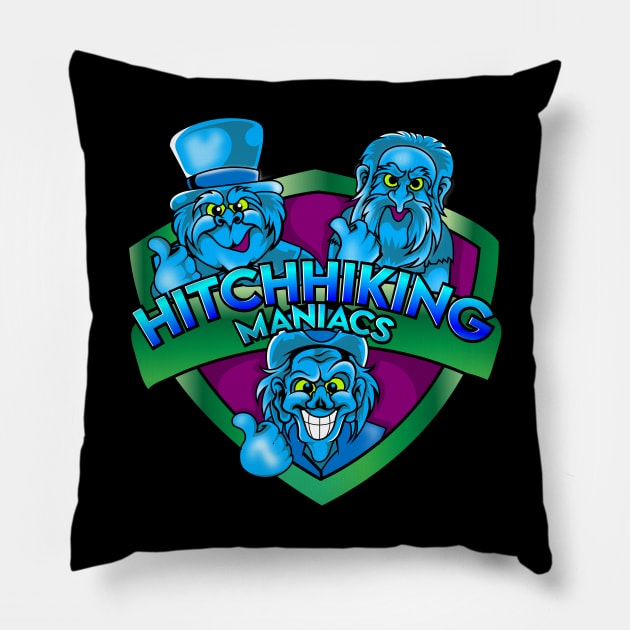 Hitch Hiking Maniacs Pillow by DeepDiveThreads