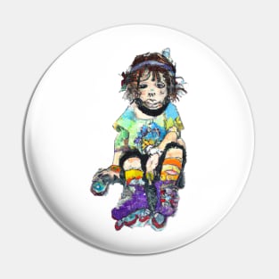 roller skate kid Pin