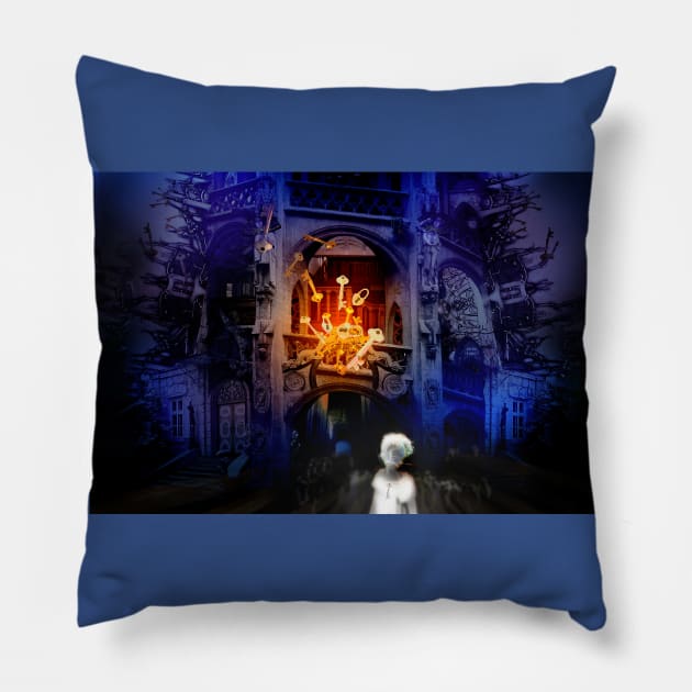 100 Keys ghostly little girl golden keys nightmare mansion Pillow by sandpaperdaisy