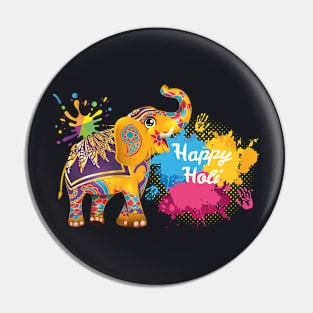 Funny Festival Colorful Elephant Color India, Happy Holi Pin