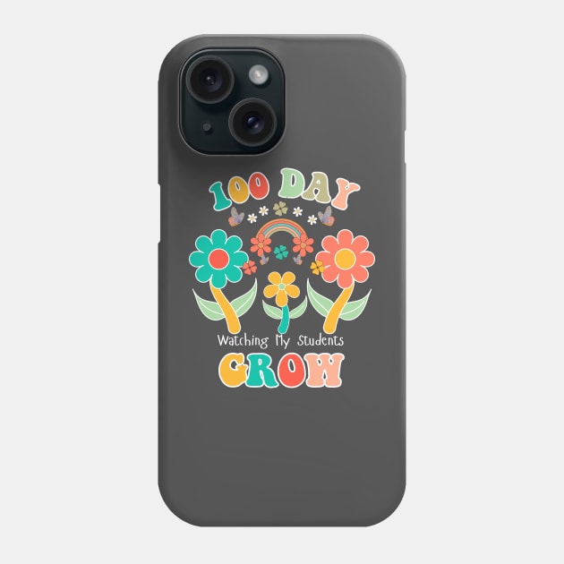 Happy 100th Day Of School,100th day of brighter, 100 days wiser, 100 days sharper, groovy retro leopard Phone Case by Emouran