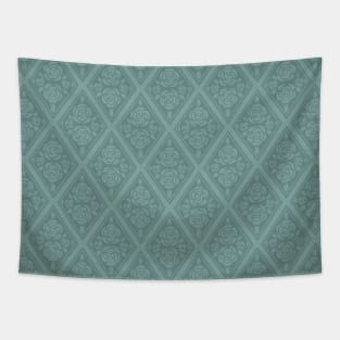 Vintage-Inspired Green Rose Diamond Wallpaper Pattern Tapestry