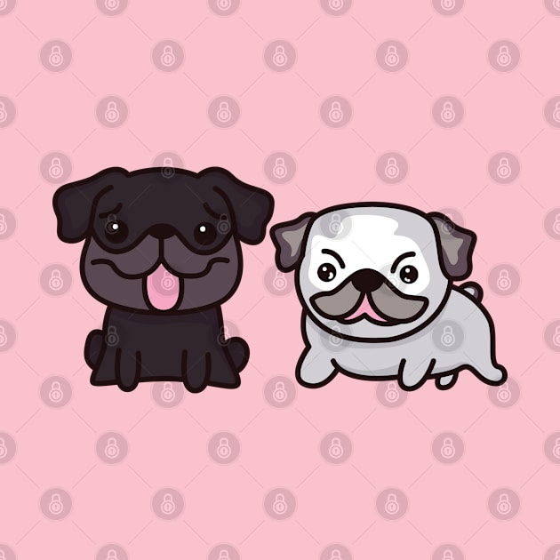 Cute Pug With French Bulldog by Kawaii Bomb