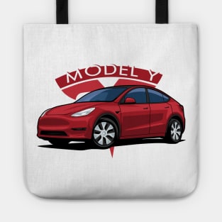 Model Y electric car red Tote