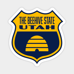 The Beehive State Utah Retro Flag Shield (Yellow) Magnet