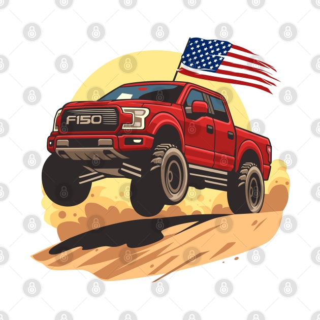 F150 car truck offroad jump on desert red by creative.z