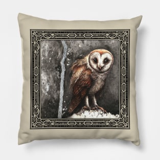 Barn owl - Ink Silver Pillow