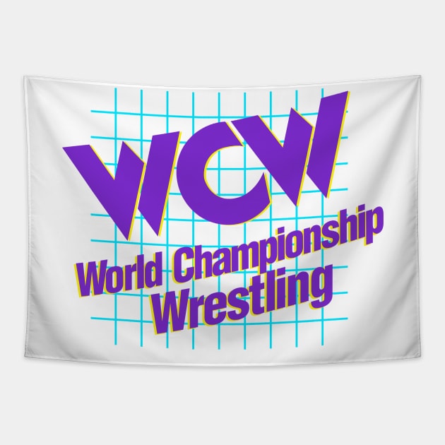 WCW World Championship Wrestling White Tapestry by Authentic Vintage Designs