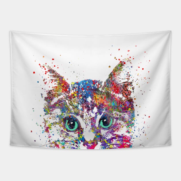 Peeking cat Tapestry by RosaliArt