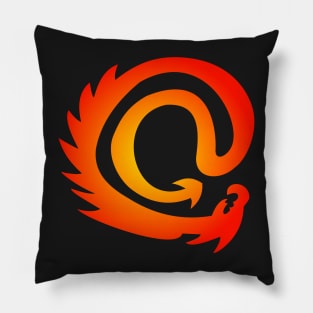 Fiery Flaming Hot Warm Fire Engine Red And Yellow Vignette @ At Sign Symbol Cyber Dragon Design Pillow