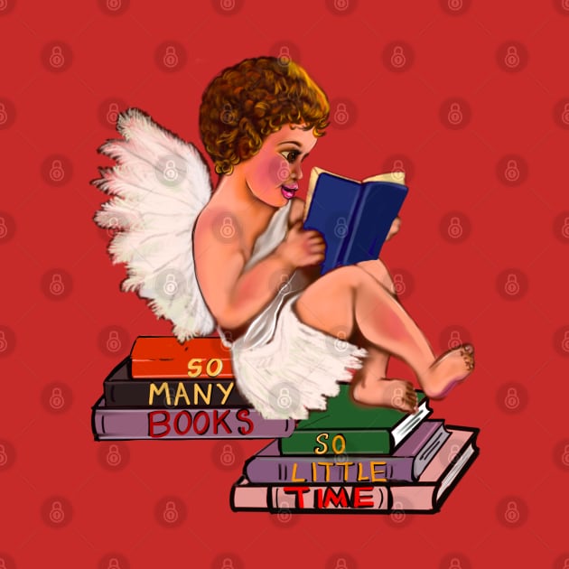 Bookworm angel - Little bookworm angel boy cherub reading a book - tranquil winter scenery by Artonmytee