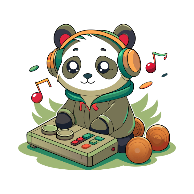 cute panda playing dj music by Shapwac12