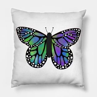 Green purple butterfly Pillow