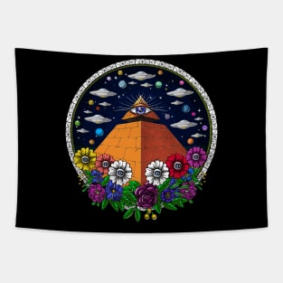 Egyptian Pyramid Alien UFO Tapestry