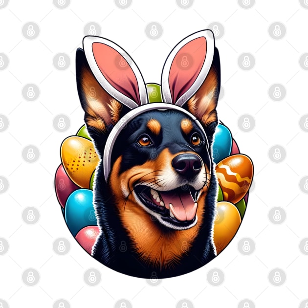 Working Kelpie Celebrates Easter with Bunny Ear Headband by ArtRUs