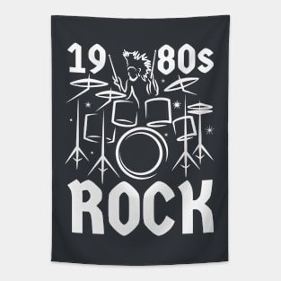 1980s Rock Music Drummer Tapestry