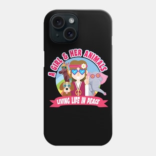 'A Girl and Her Animals' Cool Hippie Peace Retro Phone Case