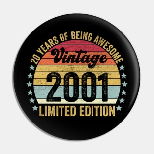 20th Birthday, 20 Year Old Gifts Vintage 2001 Limited Edition Pin