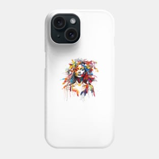 Beautiful Woman with rainbow hair painted effect Phone Case