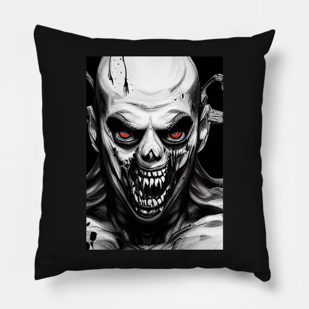 CRAZY RED EYED HALLOWEEN ZOMBIE Pillow by sailorsam1805