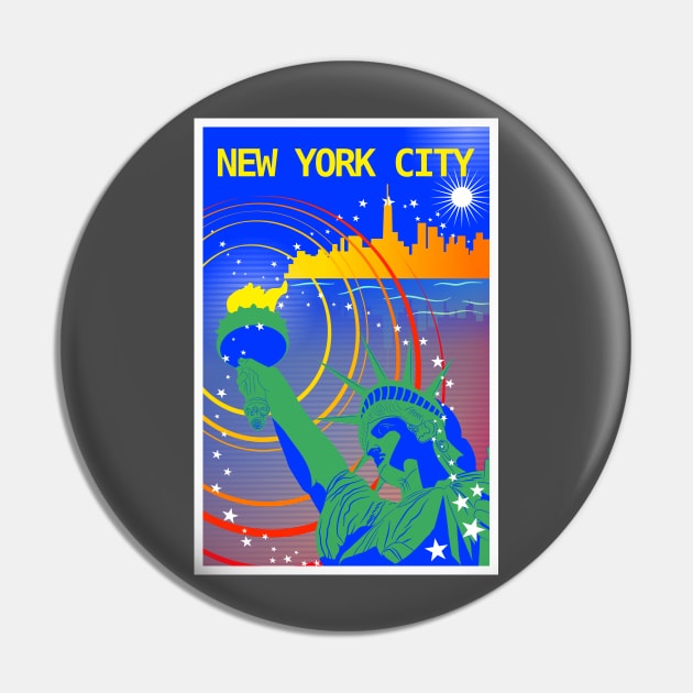 New York City Attraction Print Pin by Camex Designs