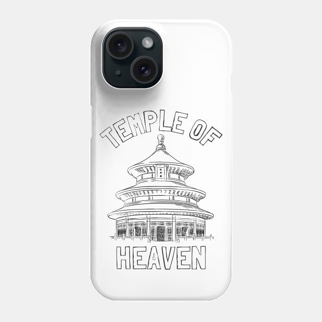 Temple Of Heaven Sketch Phone Case by Claudia Williams Apparel