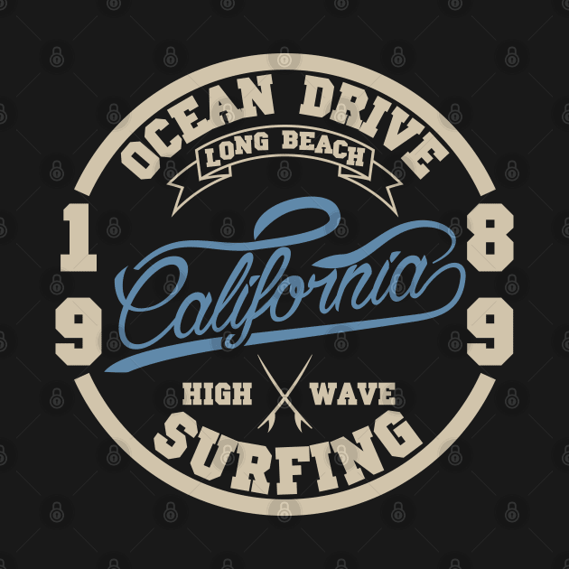 Ocean drive. California surfing T-shirt by lakokakr