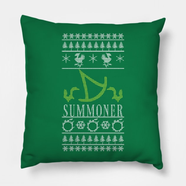 Final Fantasy XIV Summoner Ugly Christmas Sweater Pillow by TionneDawnstar