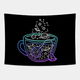 Neon Galaxy Teacup - green/blue Tapestry