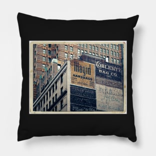 Handpainted mural advertisements of the 1940s in Manhattan, NYC - Kodachrome Postcard Pillow