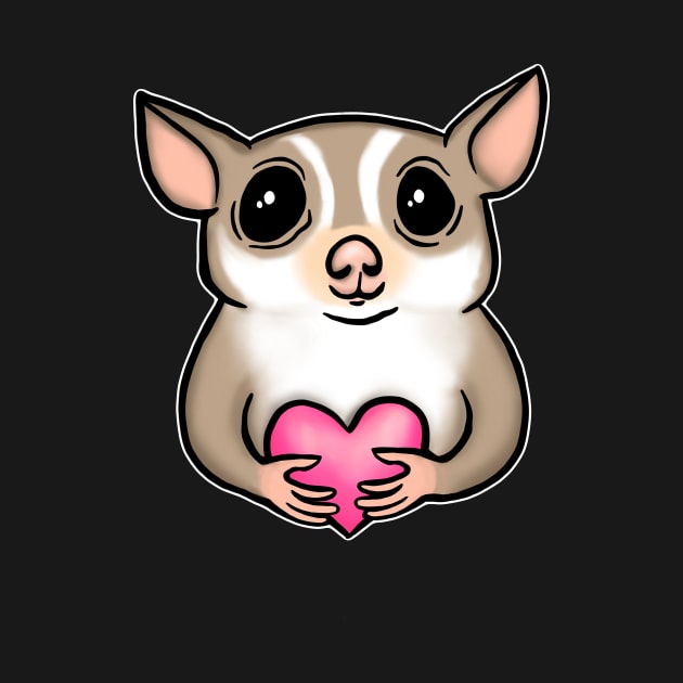 Sugar Glider Pink Heart for Sugar Glider Lovers by Mochi Merch