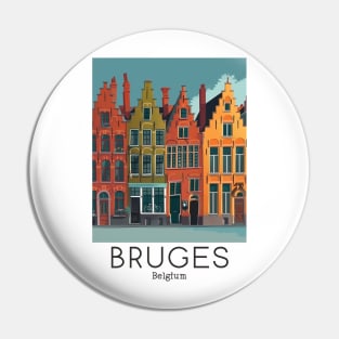 A Vintage Travel Illustration of Bruges - Belgium Pin