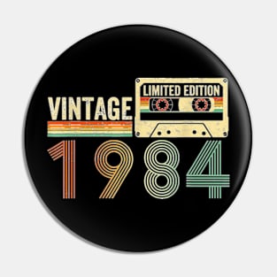 40 Year Old Gifts Vintage 1984 40th Birthday Cassette Tape T-Shirt Pin