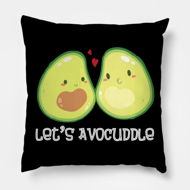 Let's avocuddle, avocado clean eating paleo Pillow by franzaled