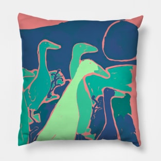 Ducks print in Blue Pillow